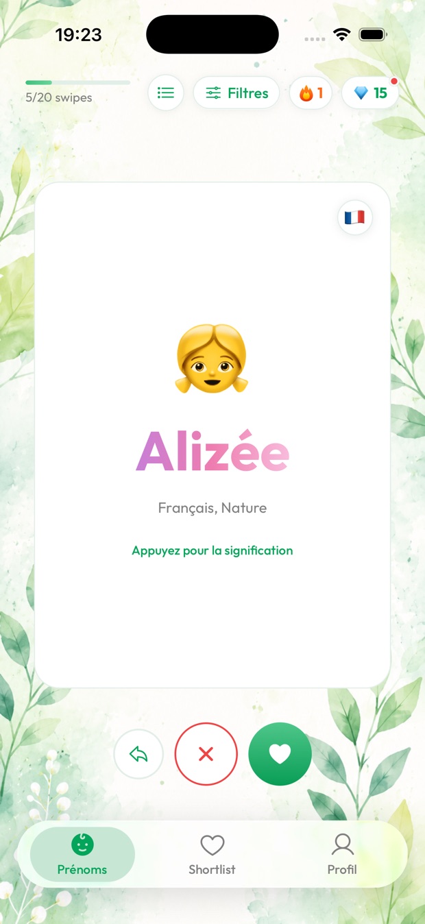 Swipez vos prénoms